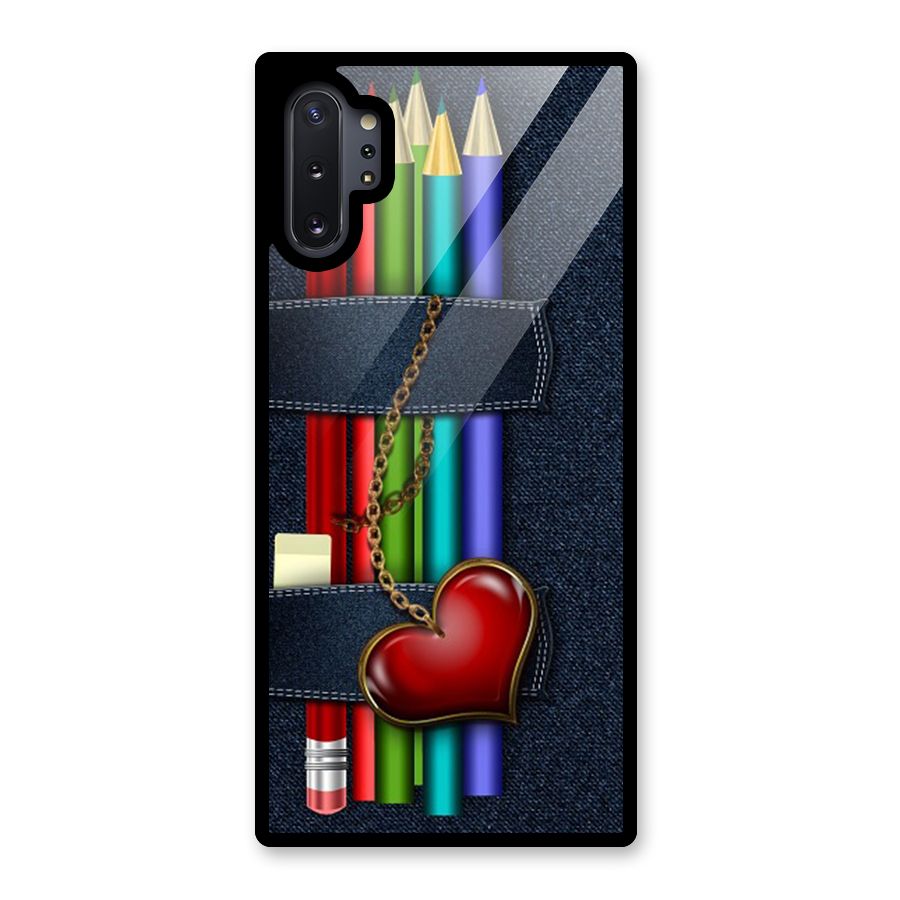 Denim Colorful Pencils Glass Back Case for Galaxy Note 10 Plus