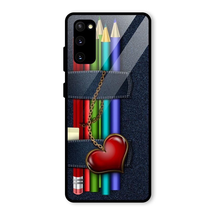Denim Colorful Pencils Glass Back Case for Galaxy S20 FE
