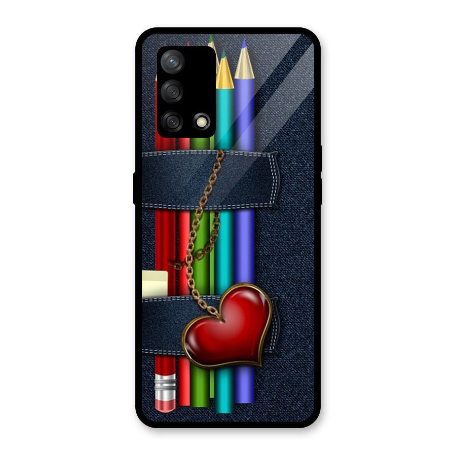 Denim Colorful Pencils Glass Back Case for Oppo F19