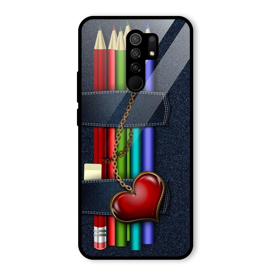 Denim Colorful Pencils Glass Back Case for Poco M2