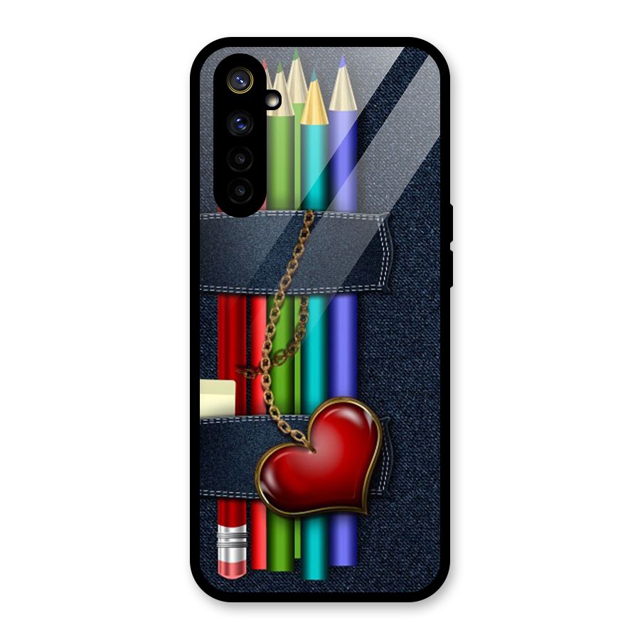 Denim Colorful Pencils Glass Back Case for Realme 6i