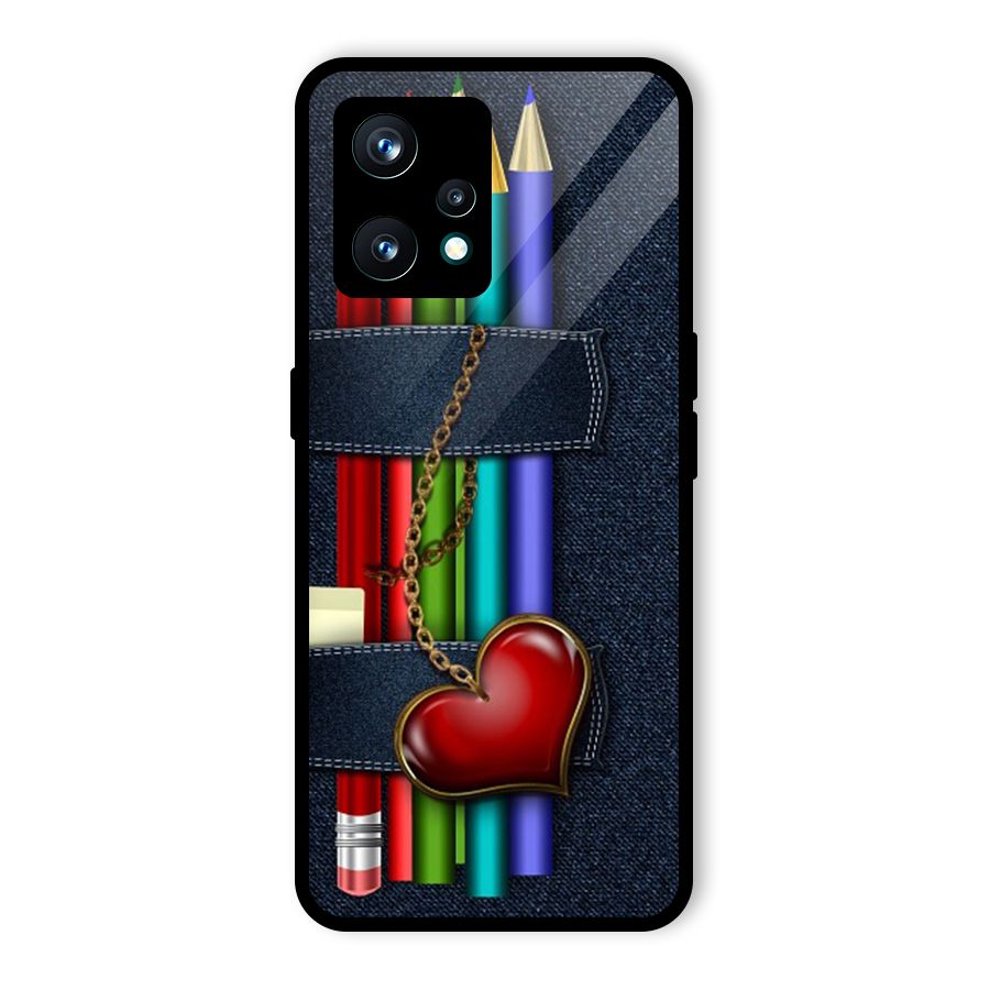 Denim Colorful Pencils Glass Back Case for Realme 9 Pro Plus 5G