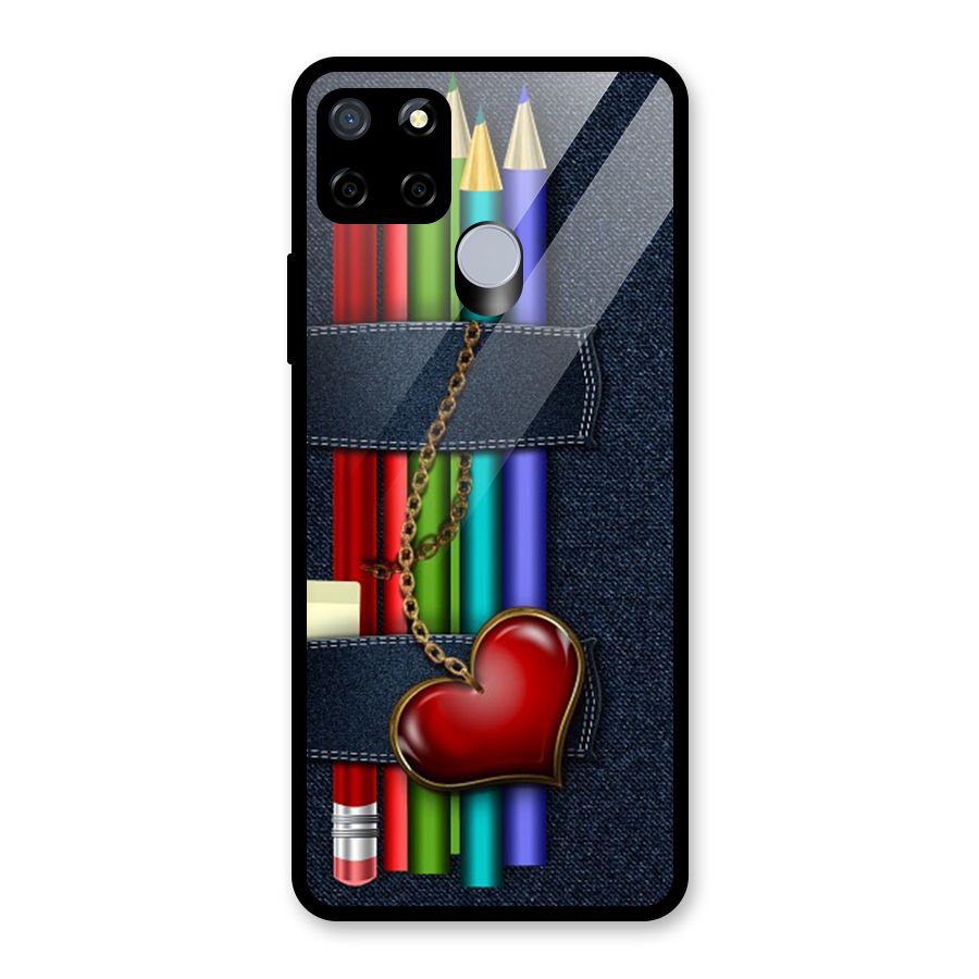 Denim Colorful Pencils Glass Back Case for Realme C15