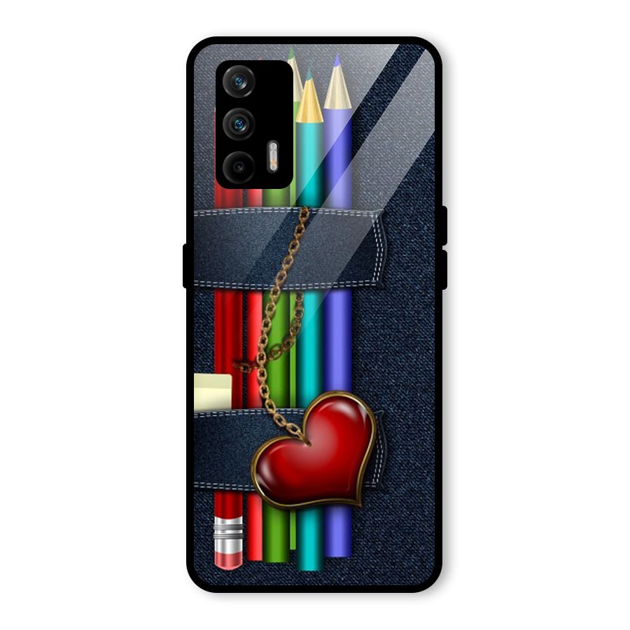 Denim Colorful Pencils Glass Back Case for Realme GT 5G
