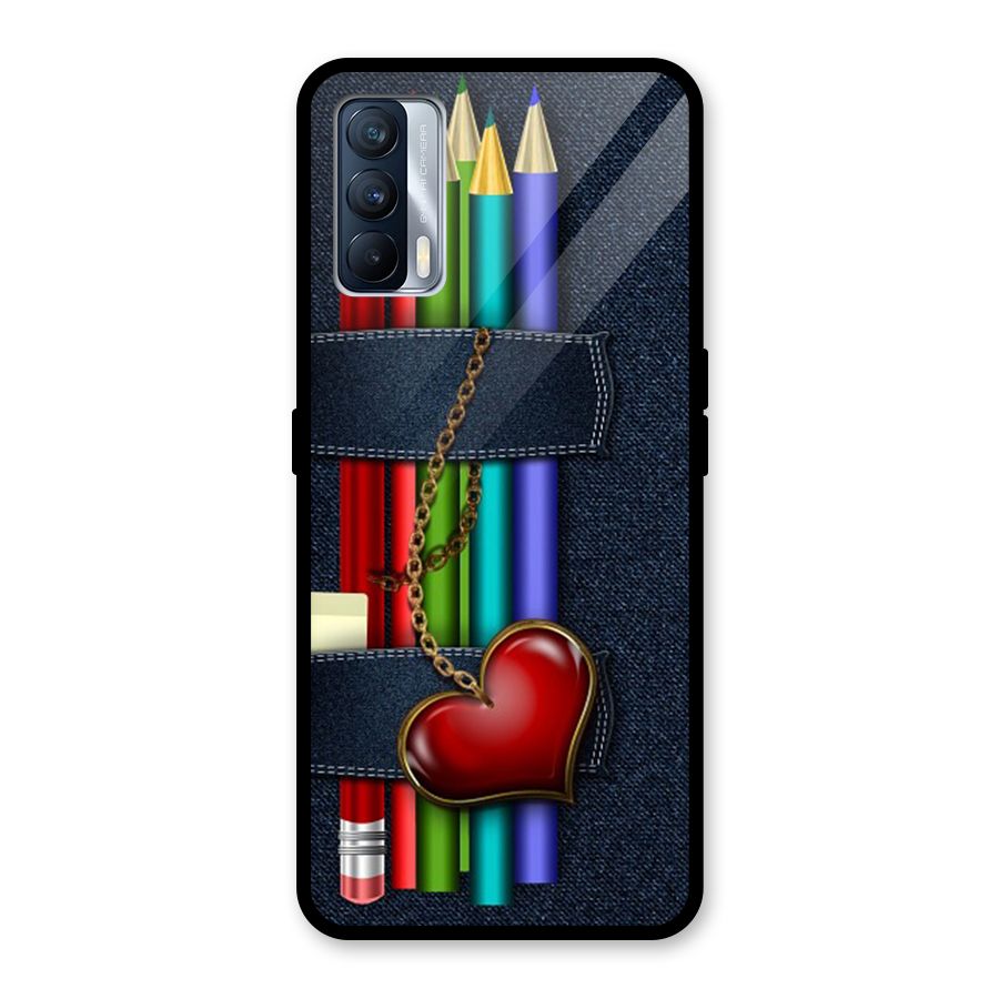 Denim Colorful Pencils Glass Back Case for Realme X7