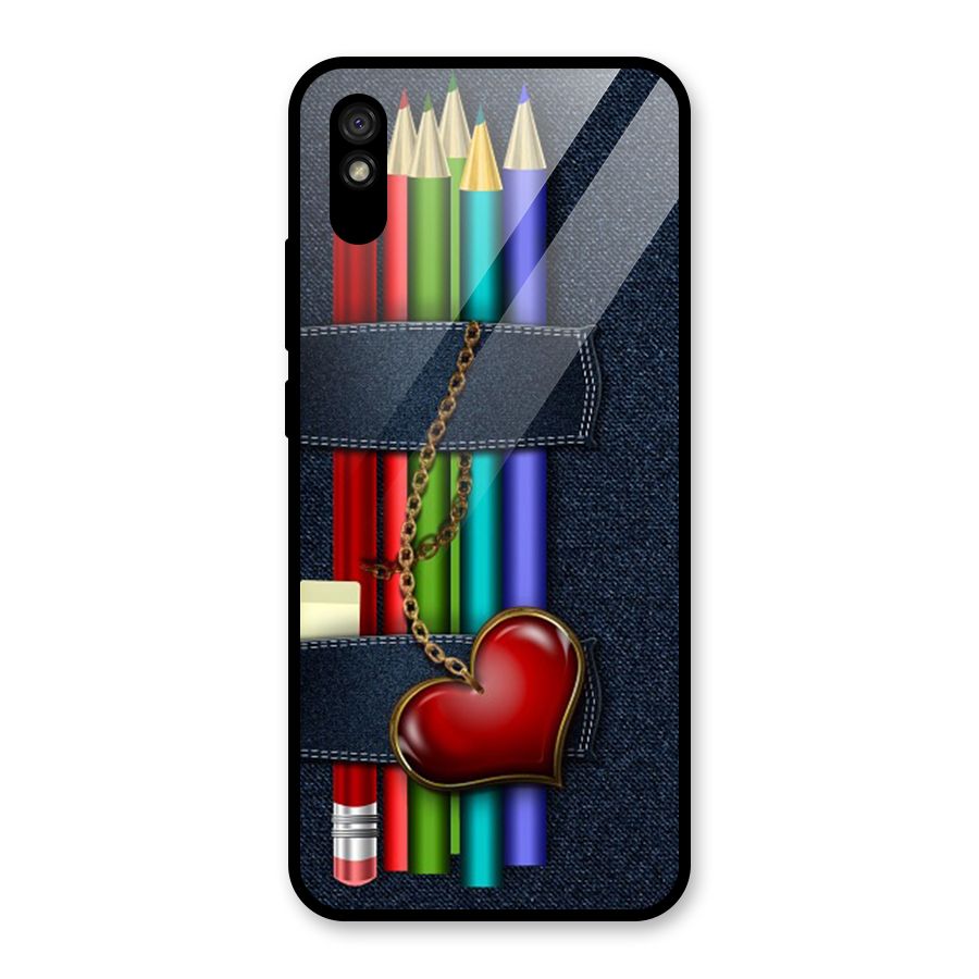 Denim Colorful Pencils Glass Back Case for Redmi 9i