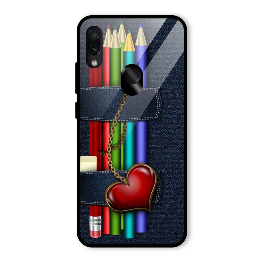 Denim Colorful Pencils Glass Back Case for Redmi Note 7