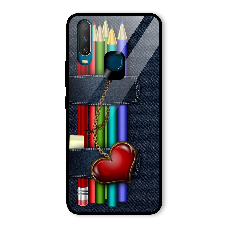 Denim Colorful Pencils Glass Back Case for Vivo U10