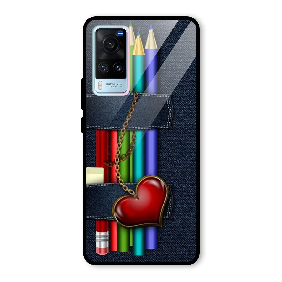 Denim Colorful Pencils Glass Back Case for Vivo X60