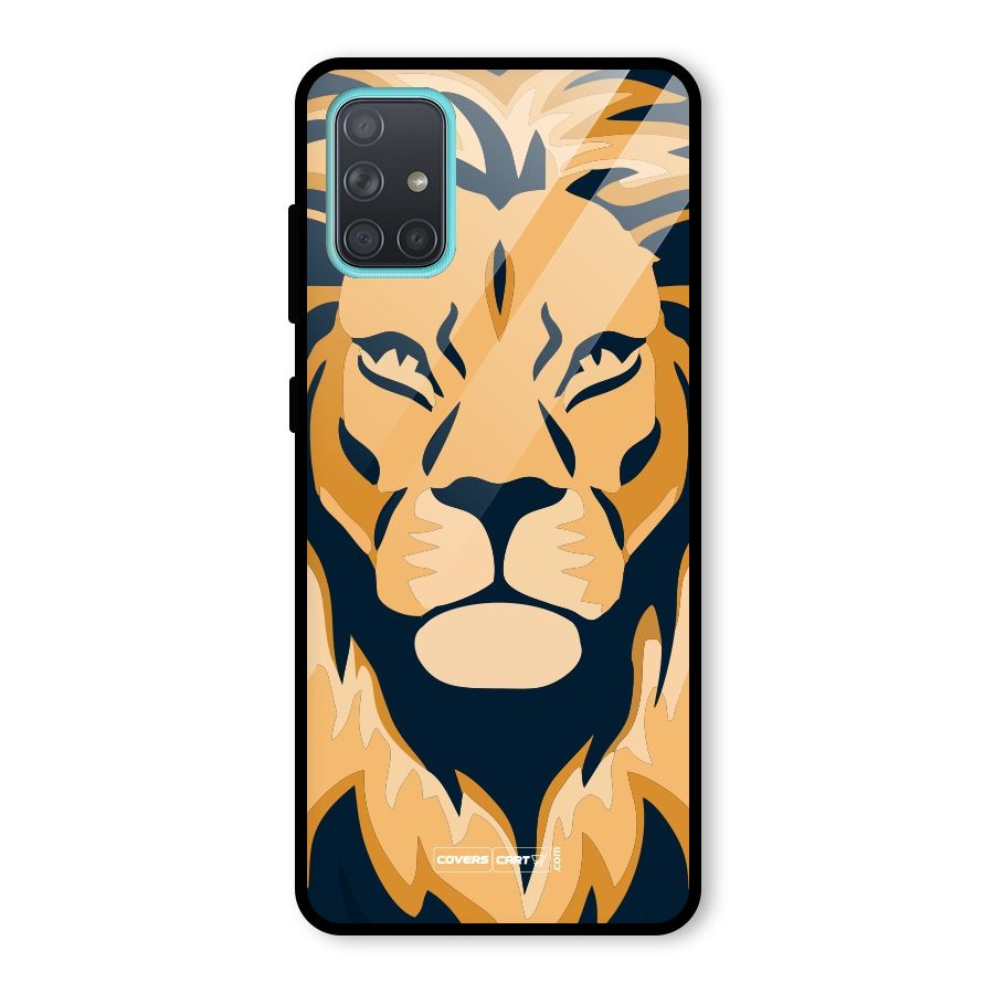 Designer Lion Glass Back Case for Galaxy A71