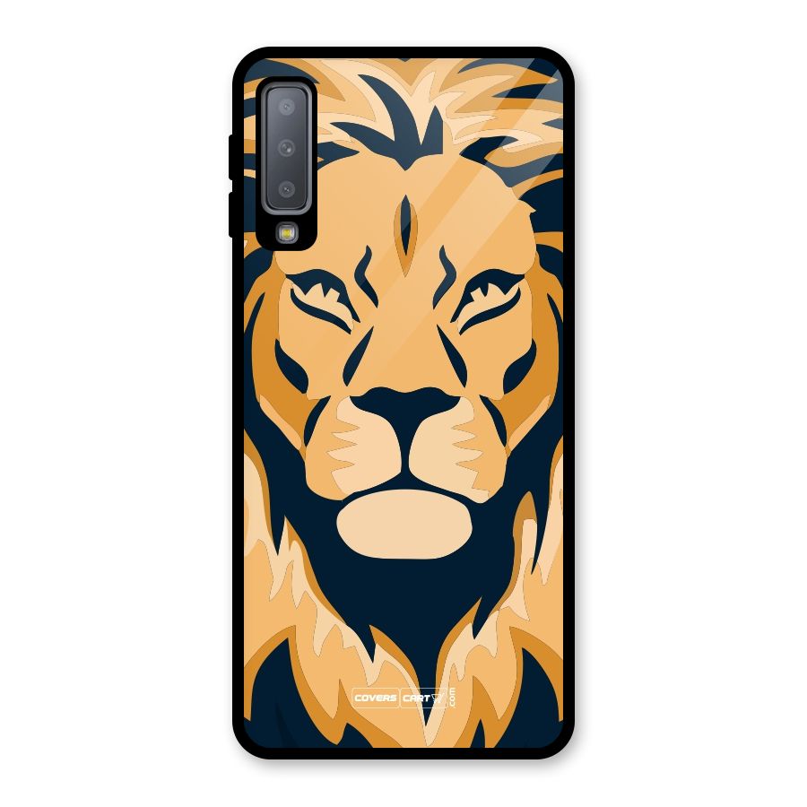 Designer Lion Glass Back Case for Galaxy A7 (2018)