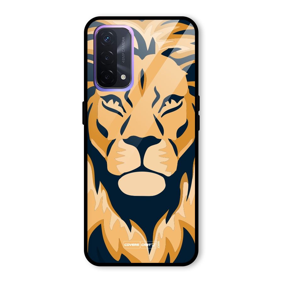 Designer Lion Glass Back Case for Oppo A74 5G