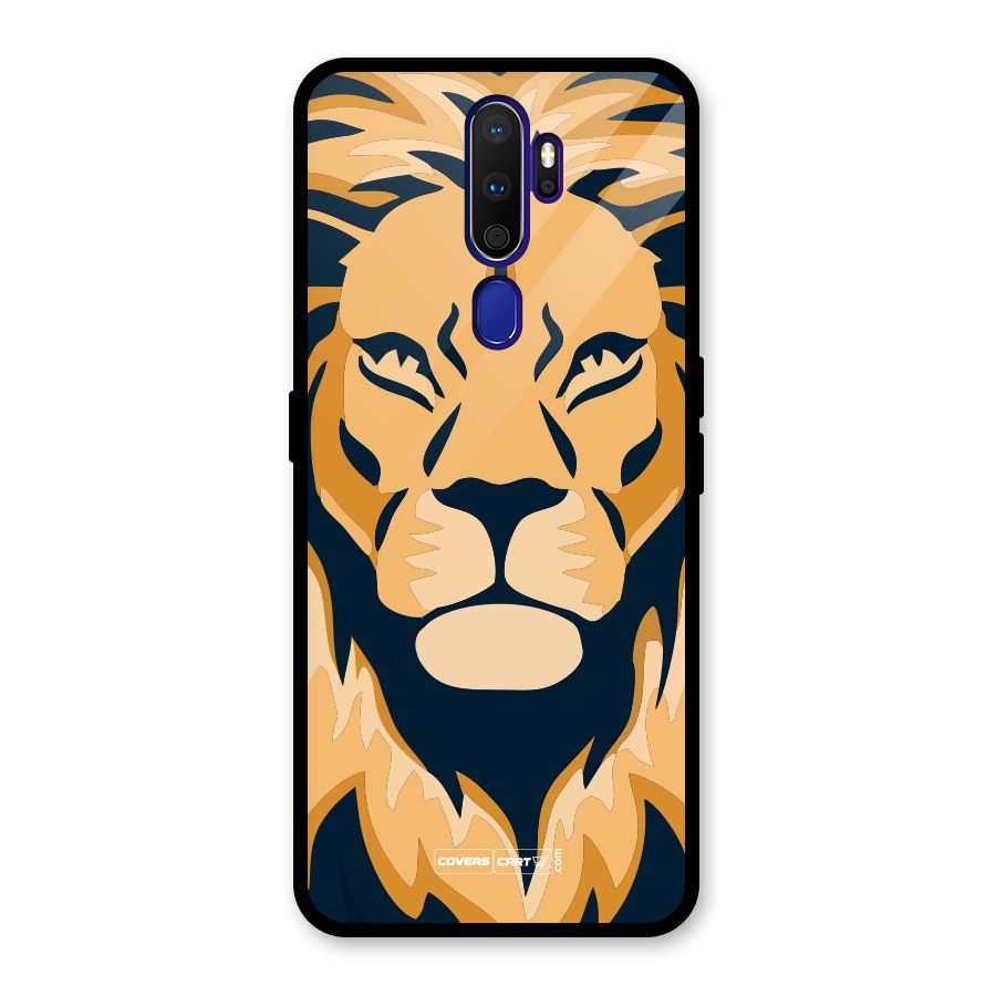 Designer Lion Glass Back Case for Oppo A9 (2020)