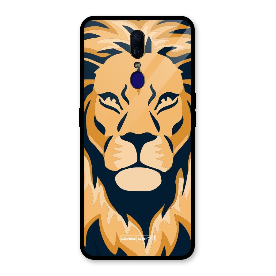 Designer Lion Glass Back Case for Oppo F11