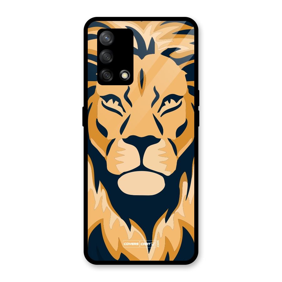Designer Lion Glass Back Case for Oppo F19