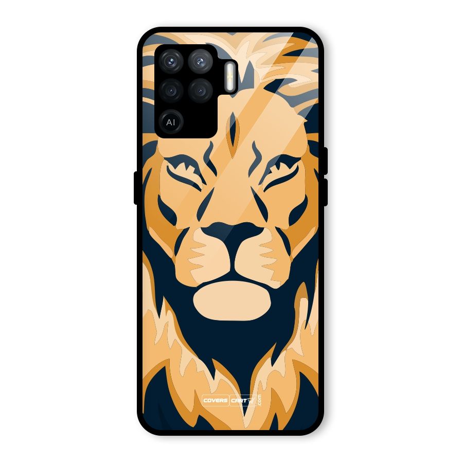 Designer Lion Glass Back Case for Oppo F19 Pro