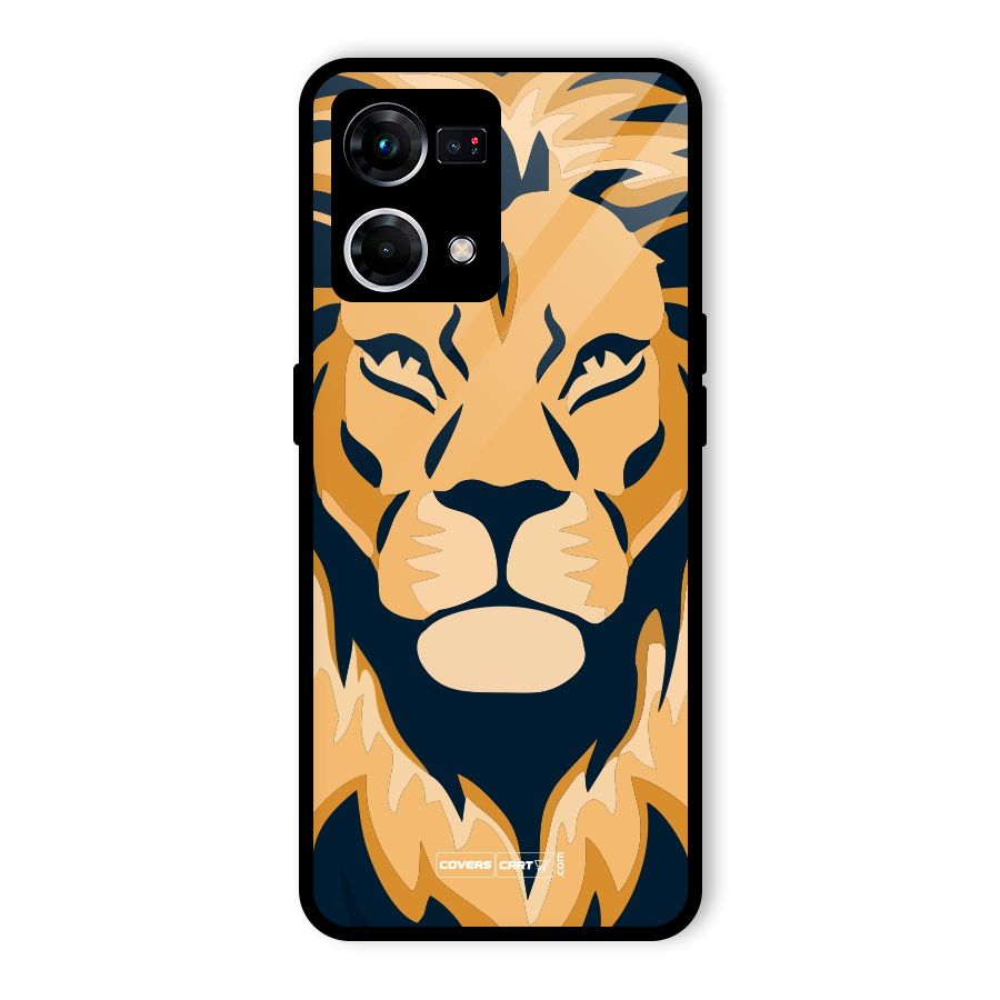 Designer Lion Glass Back Case for Oppo F21 Pro 4G