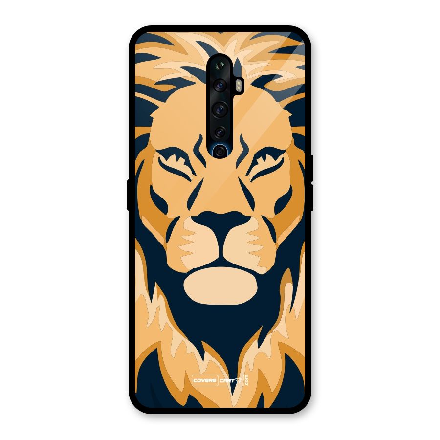 Designer Lion Glass Back Case for Oppo Reno2 F