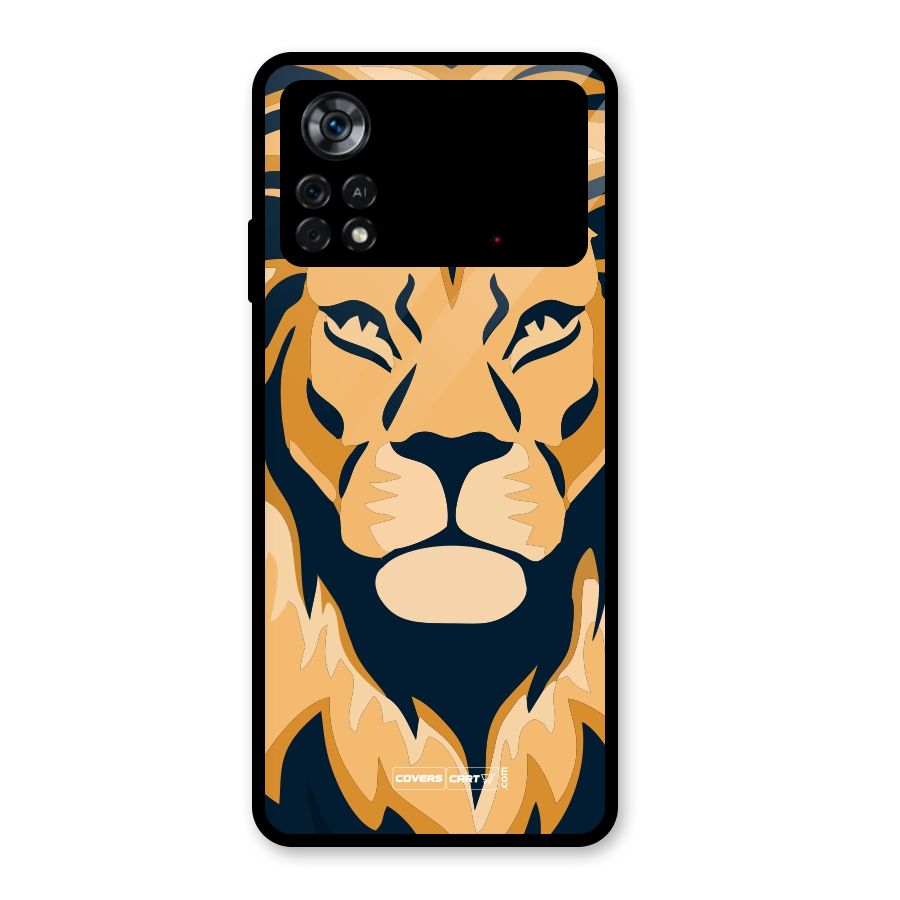 Designer Lion Glass Back Case for Poco X4 Pro 5G