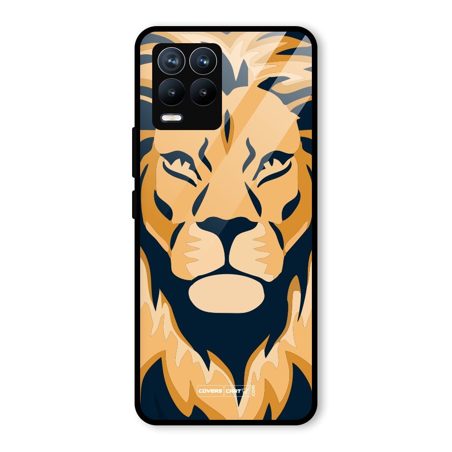 Designer Lion Glass Back Case for Realme 8