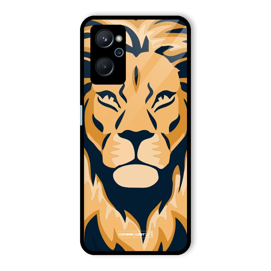 Designer Lion Glass Back Case for Realme 9i