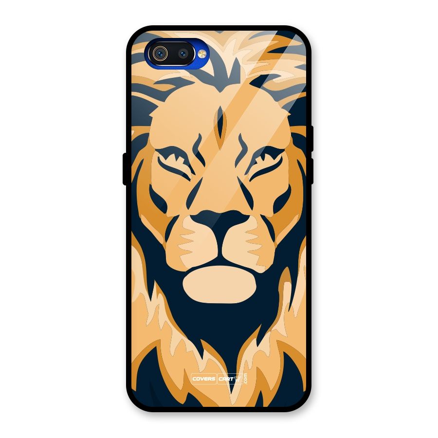 Designer Lion Glass Back Case for Realme C2