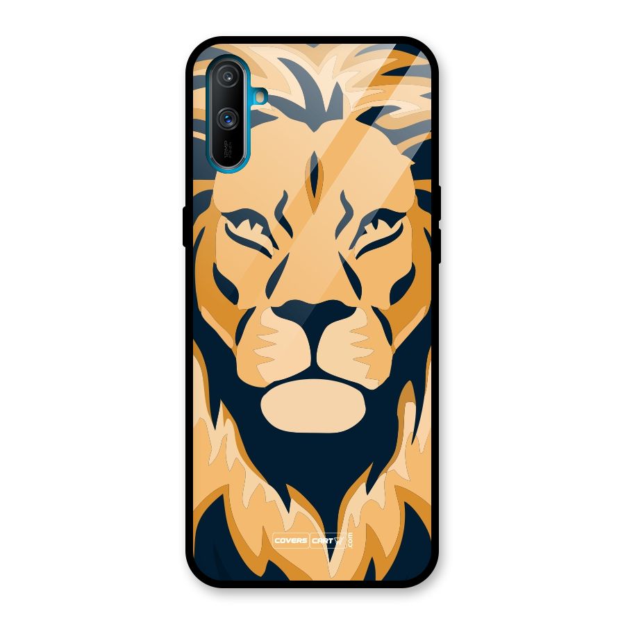 Designer Lion Glass Back Case for Realme C3