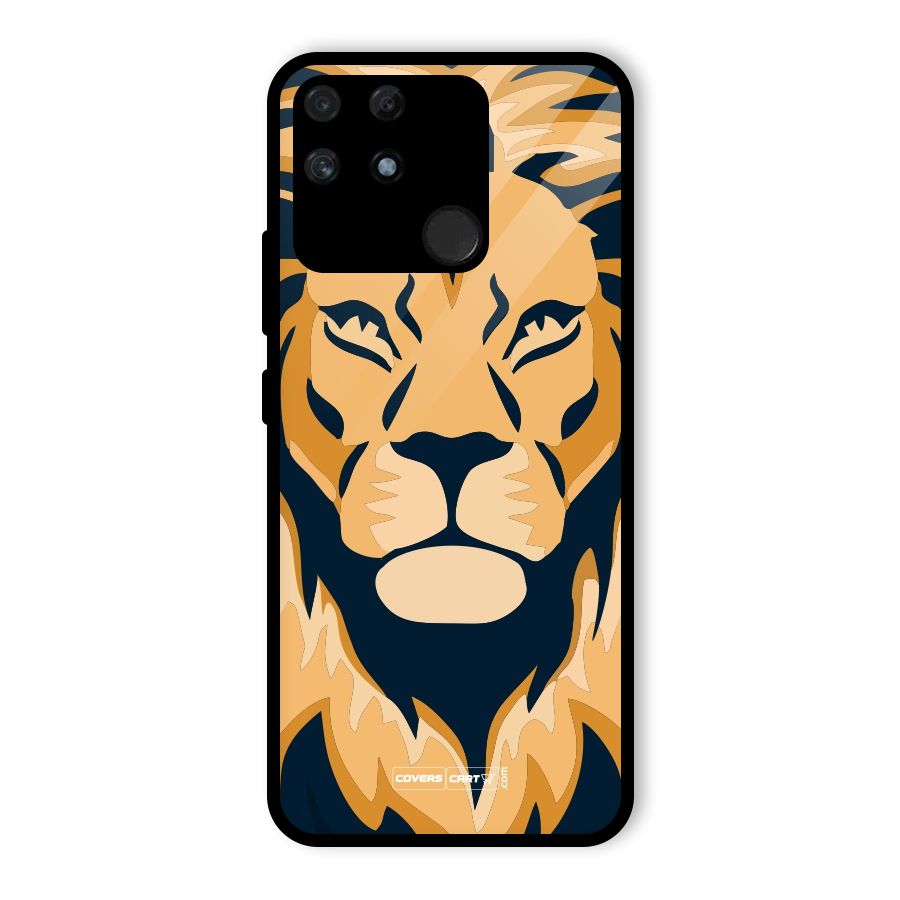 Designer Lion Glass Back Case for Realme Narzo 50A