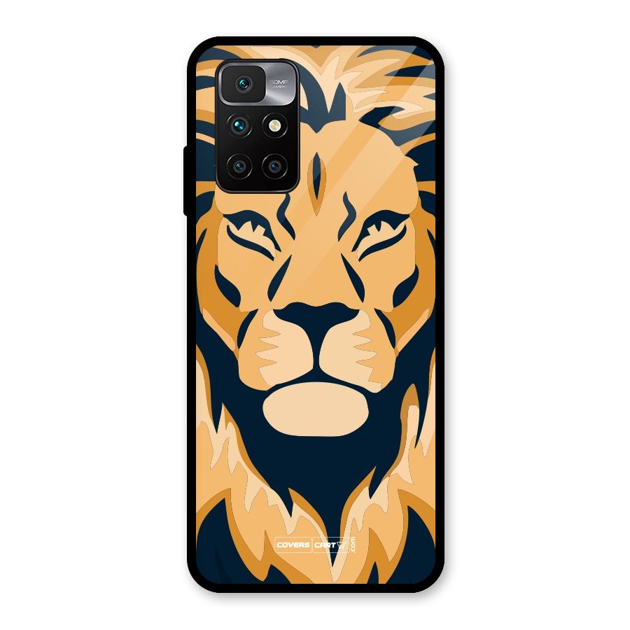 Designer Lion Glass Back Case for Redmi 10 Prime