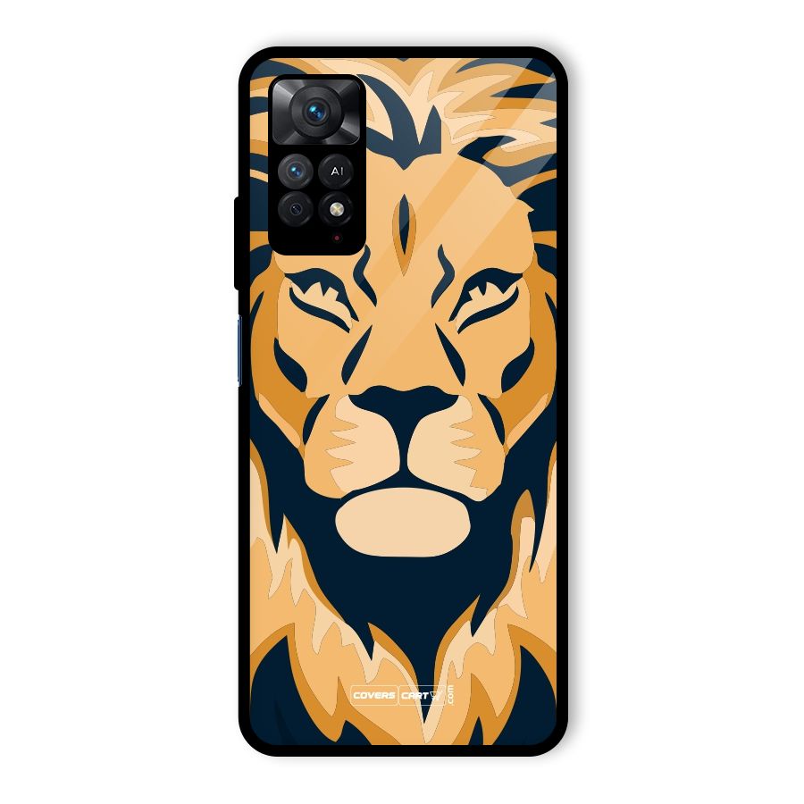 Designer Lion Glass Back Case for Redmi Note 11 Pro