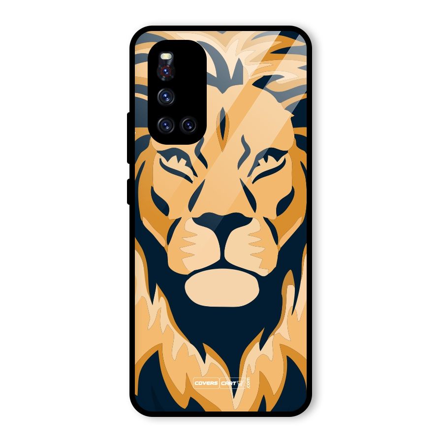 Designer Lion Glass Back Case for Vivo V19