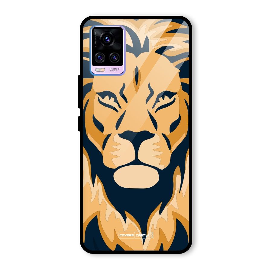 Designer Lion Glass Back Case for Vivo V20 Pro