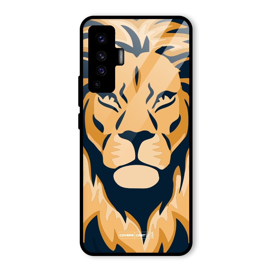 Designer Lion Glass Back Case for Vivo X50