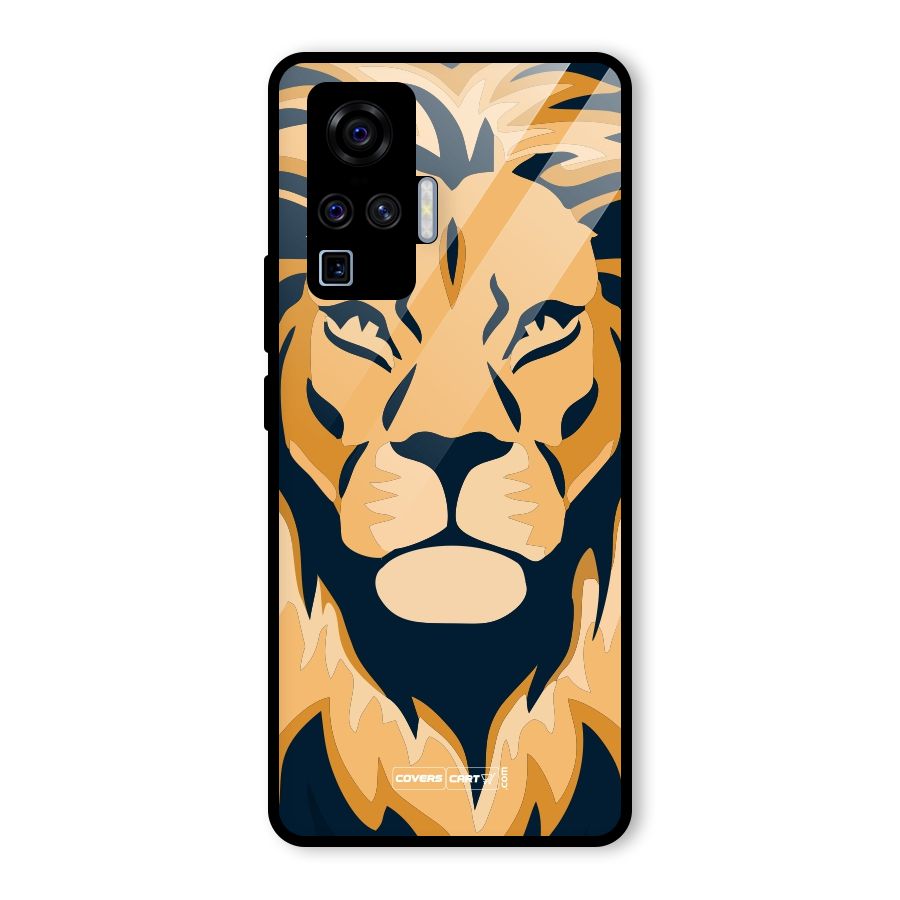 Designer Lion Glass Back Case for Vivo X50 Pro