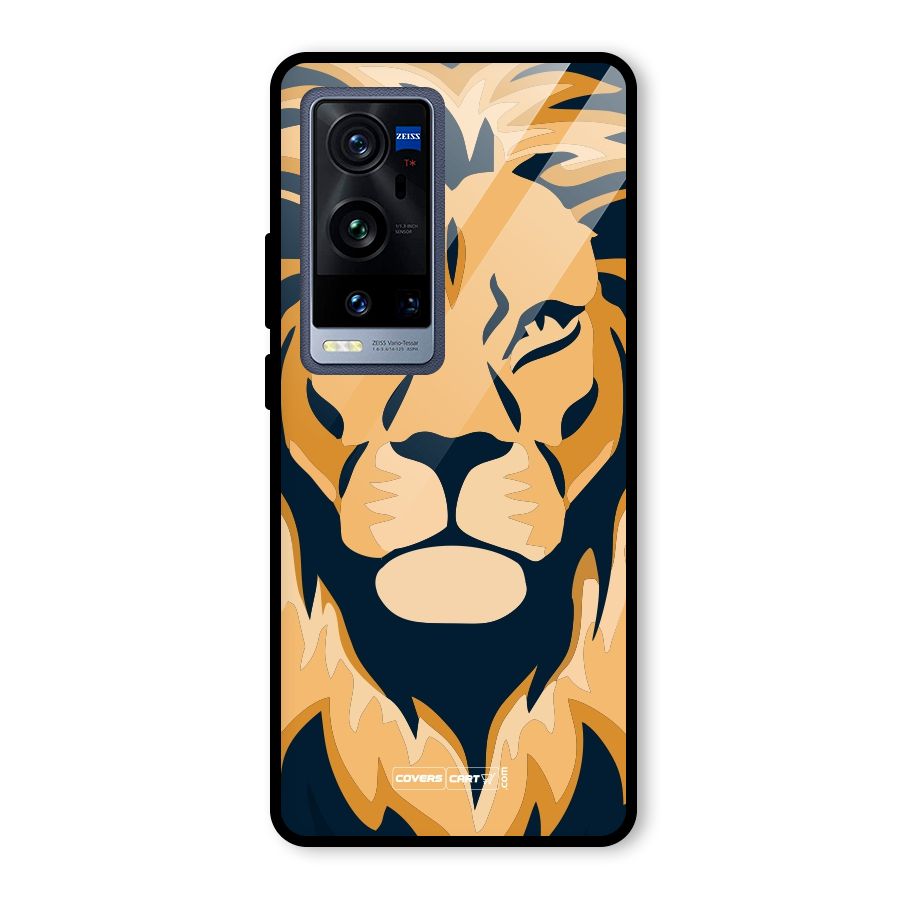 Designer Lion Glass Back Case for Vivo X60 Pro Plus