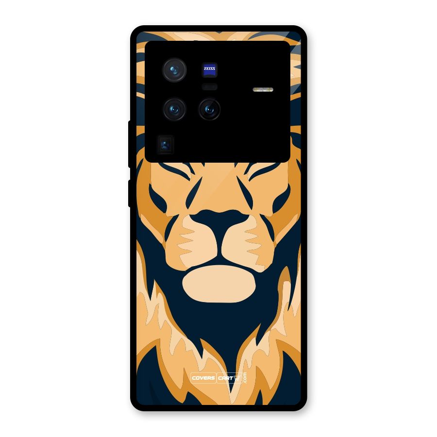 Designer Lion Glass Back Case for Vivo X80 Pro