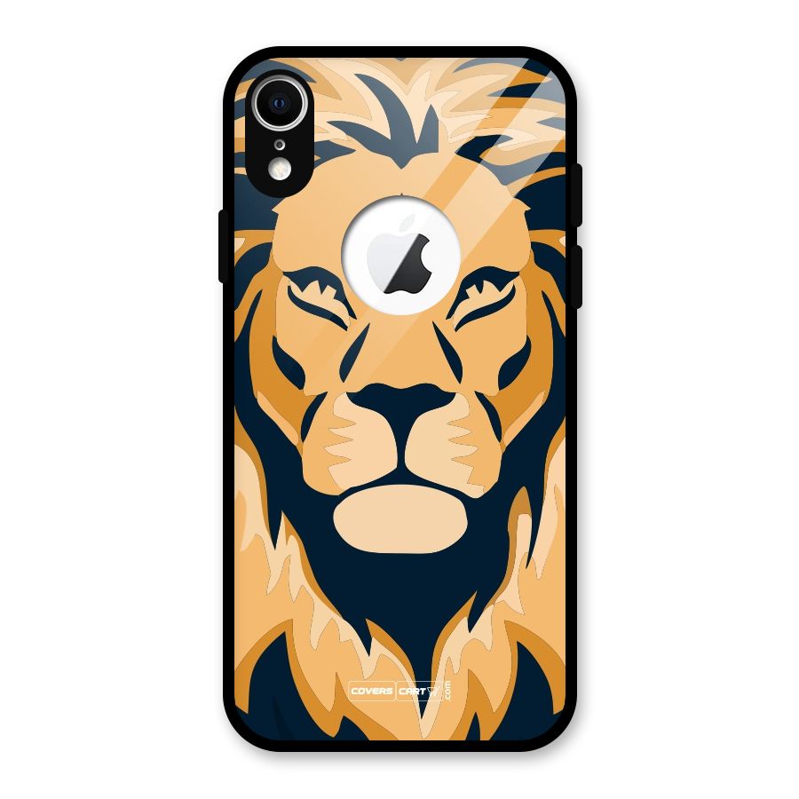 Designer Lion Glass Back Case for iPhone XR Logo Cut