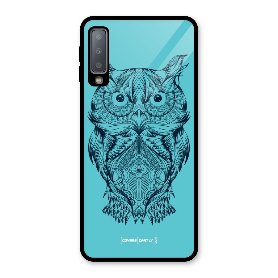 Designer Owl Glass Back Case for Galaxy A7 (2018)