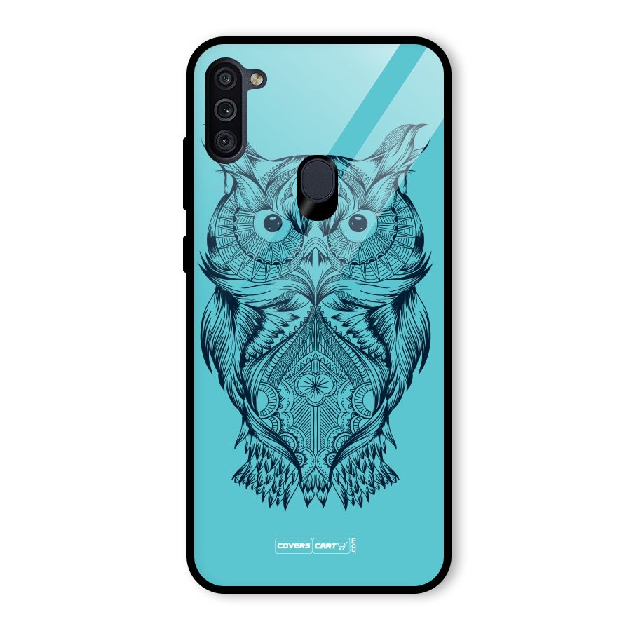 Designer Owl Glass Back Case for Galaxy M11