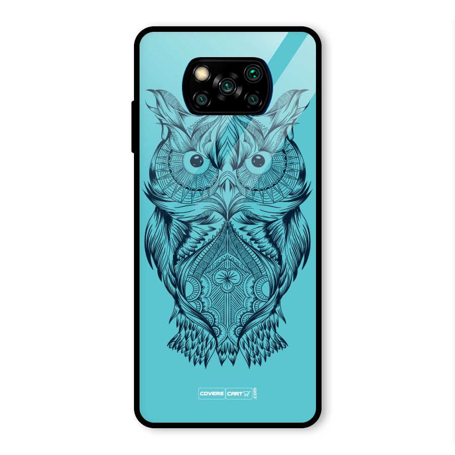 Designer Owl Glass Back Case for Poco X3 Pro