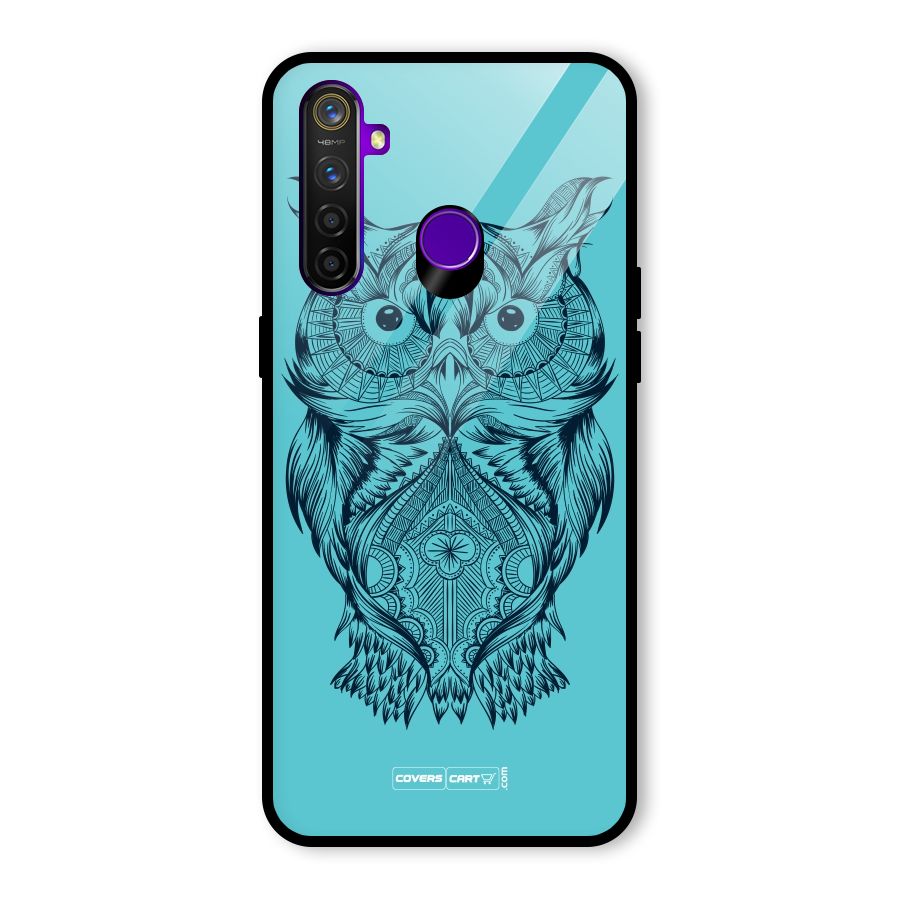 Designer Owl Glass Back Case for Realme 5 Pro