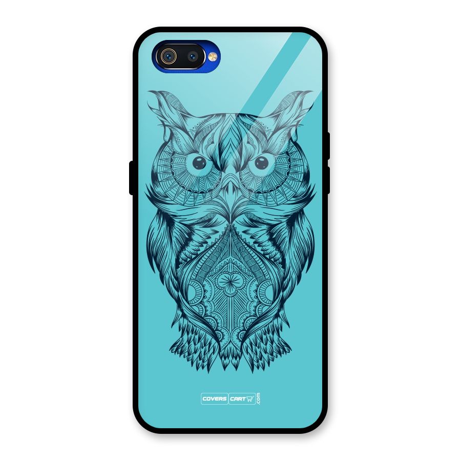 Designer Owl Glass Back Case for Realme C2