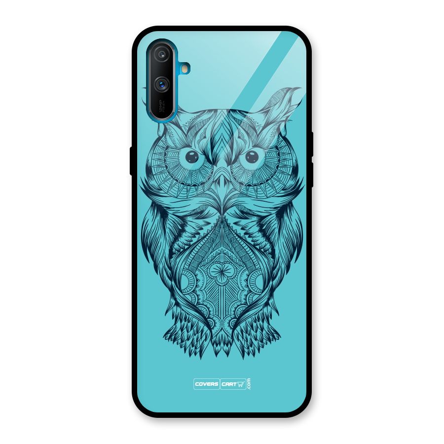 Designer Owl Glass Back Case for Realme C3