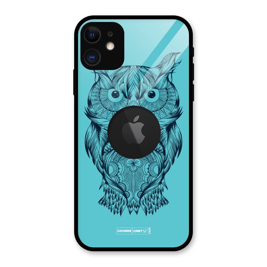 Designer Owl Glass Back Case for iPhone 11 Logo Cut