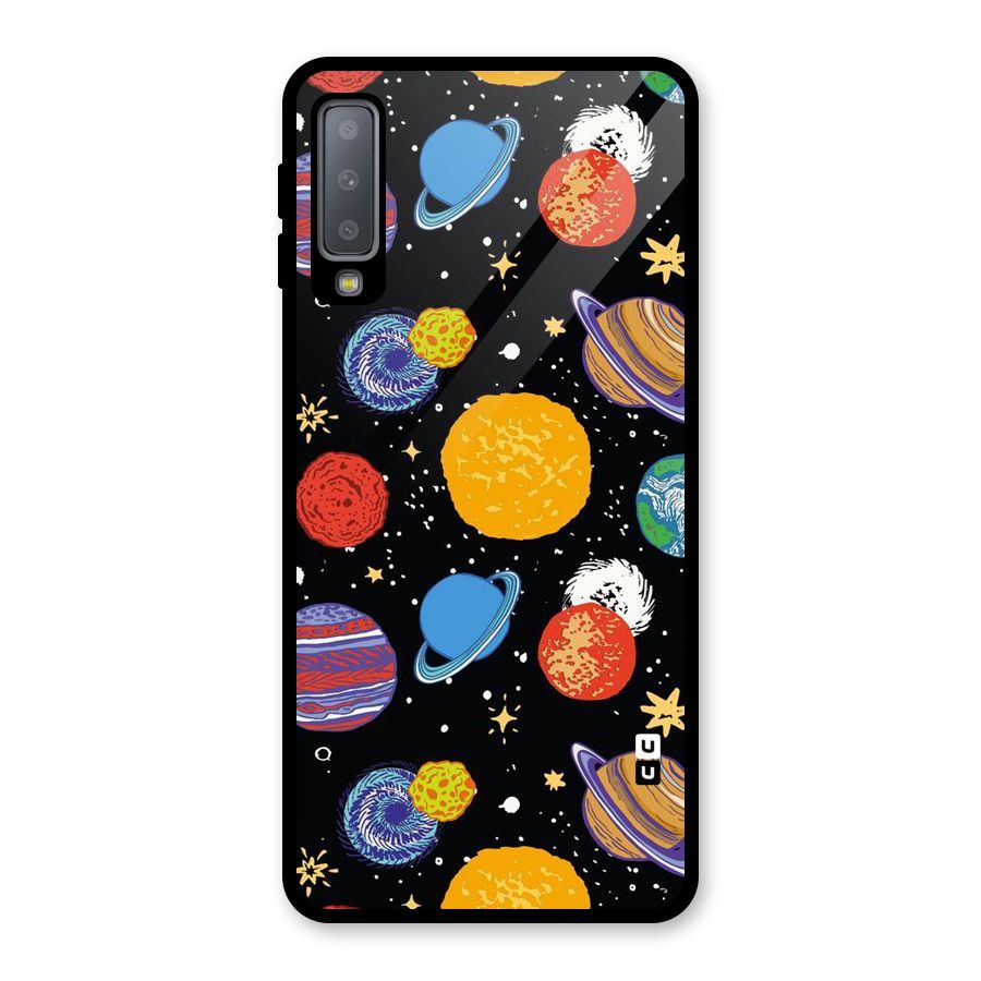 Designer Planets Glass Back Case for Galaxy A7 (2018)