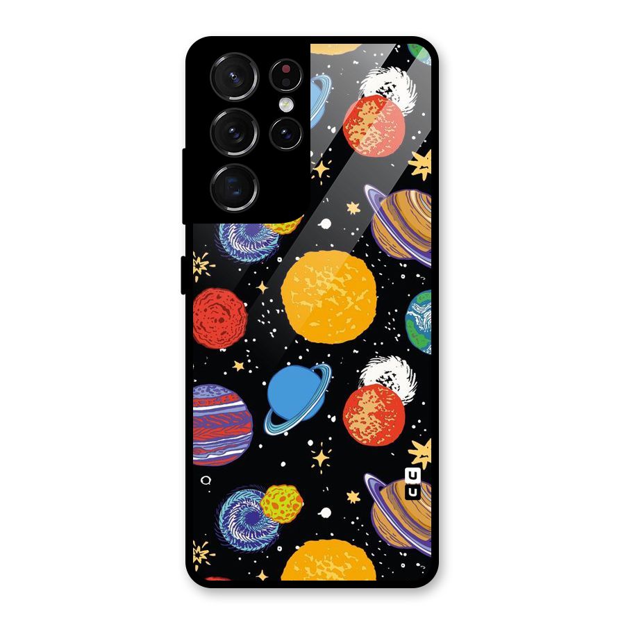 Designer Planets Glass Back Case for Galaxy S21 Ultra 5G