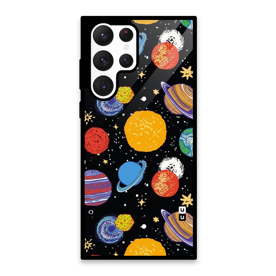 Designer Planets Glass Back Case for Galaxy S22 Ultra 5G
