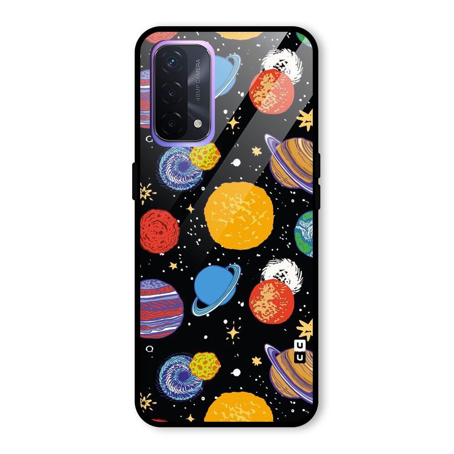 Designer Planets Glass Back Case for Oppo A74 5G