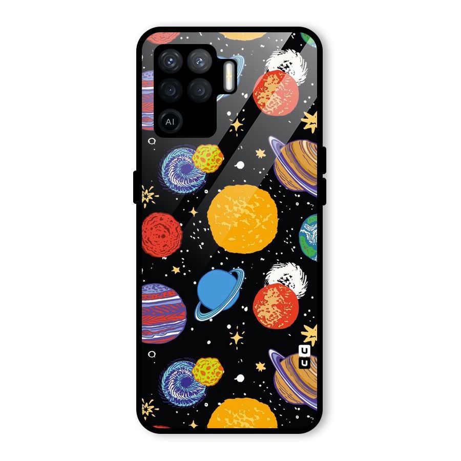 Designer Planets Glass Back Case for Oppo F19 Pro