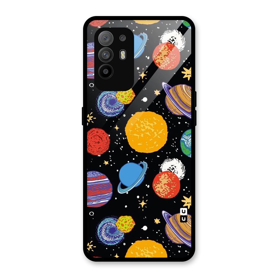 Designer Planets Glass Back Case for Oppo F19 Pro Plus 5G